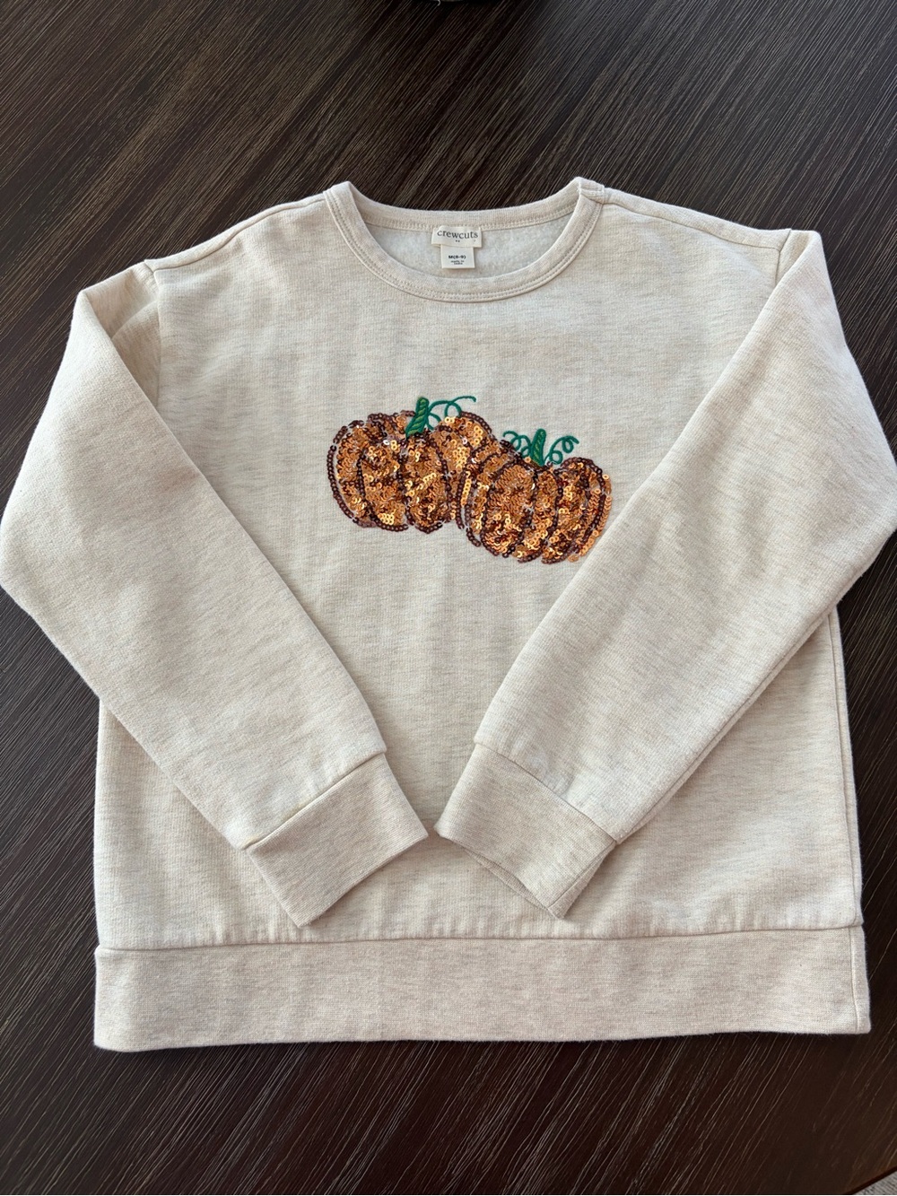 Cream Sequin Pumpkin Crewneck Girls Crewcuts Size 8-9